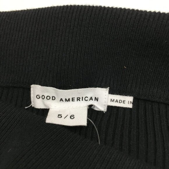 NEW Good American Women's Black Rib Knit Stretch Pants Baby Flare size 5/6 - Picture 8 of 13